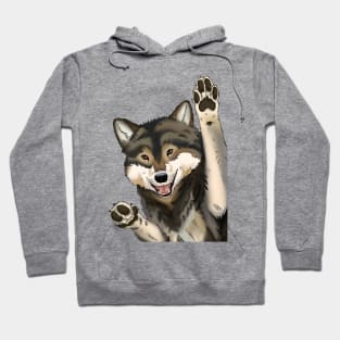 Happy wolf realistic wildlife art Hoodie